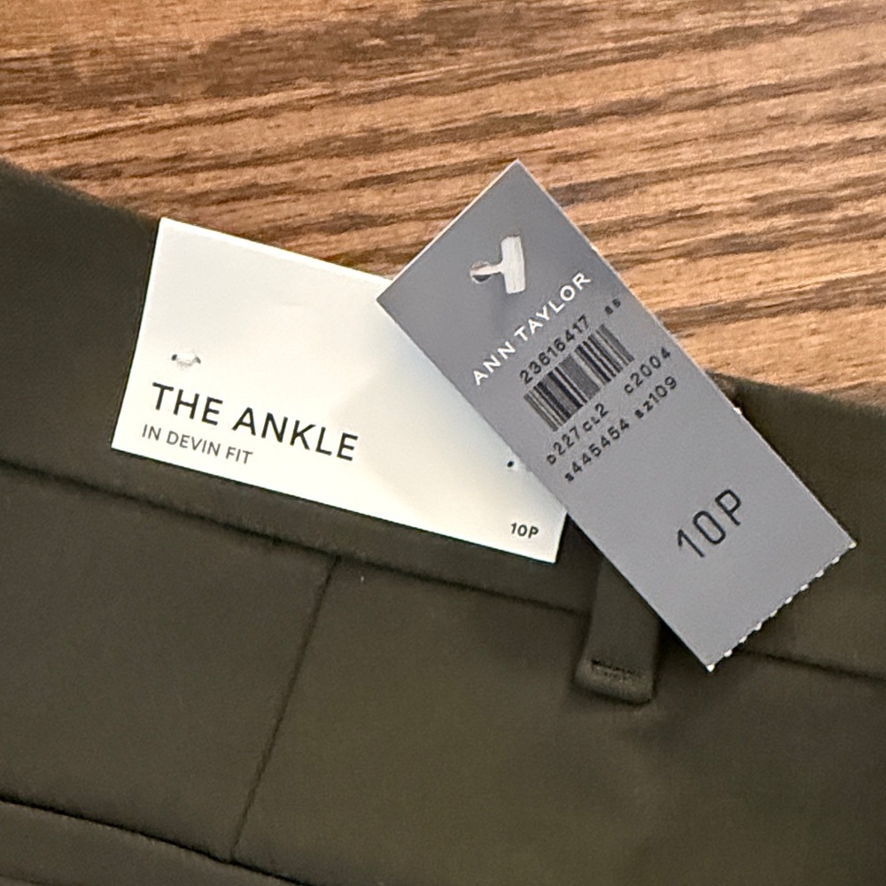 Ann Taylor Women's olive work pants, ankle length - Picture 2 of 5